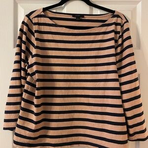 J. Crew Women's Striped Top - Navy and Camel